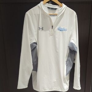 Men's Under Armour Quarter Zip  Loose Fit White & Gray Windbreaker - M Like New